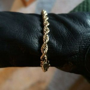 14 K Yellow Gold Rope Design Bracelet 7-3/8" x 1/4